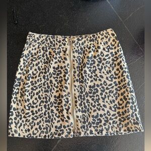 Altar’d State Leopard Print Mini Skirt Front Zip Tan Black Size S